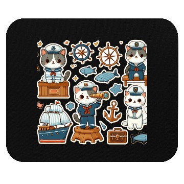 Discover Sailor Whiskers: Little Sailor Kitties Sticker Mouse Pads