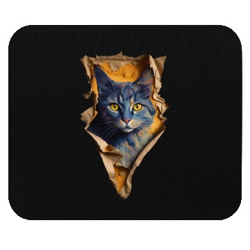 Discover design for a cat emerges from a torn Mouse Pads