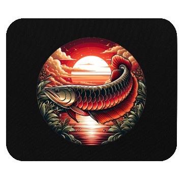 Discover Sunset with Arowana fish Mouse Pads