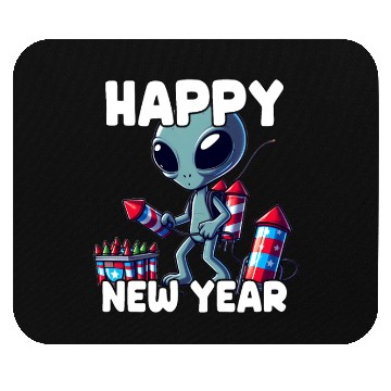 Discover Festive alien with New Year greetings Mouse Pads
