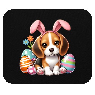 Discover Beagle with bunny ears and easter eggs Mouse Pads