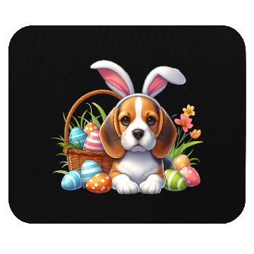 Discover Beagle with bunny ears and easter eggs Mouse Pads