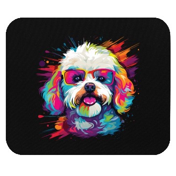 Discover Watercolor Colorful Bichon Frise Mouse Pads