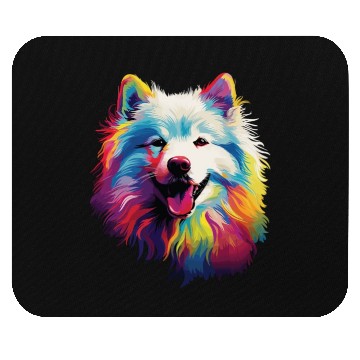 Discover Watercolor Colorful Samoyed Mouse Pads