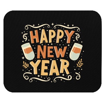 Discover Happy New Year Typography design Mouse Pads