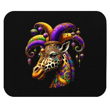 Discover Mardi Gras giraffe with fool's hat Mouse Pads