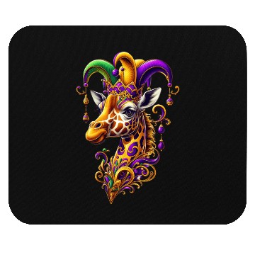 Discover Mardi Gras giraffe with fool's hat Mouse Pads
