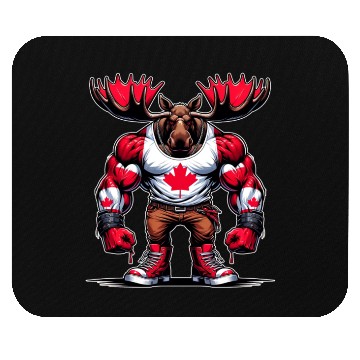 Discover Canada elk with national flag Mouse Pads