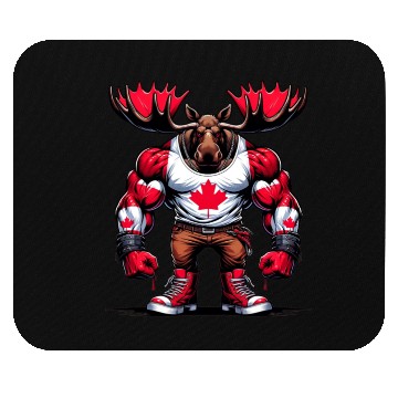 Discover Canada elk with national flag Mouse Pads