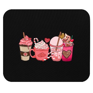 Discover Valentines Day Pink Coffee Cups Latte Iced Cream Mouse Pads