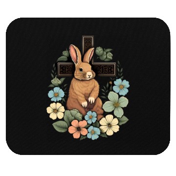 Discover Christian Easter Day Cross Easter Bunny Rabbit Mouse Pads