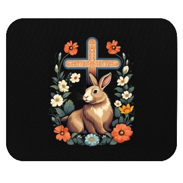 Discover Christian Easter Day Cross Easter Bunny Rabbit Mouse Pads