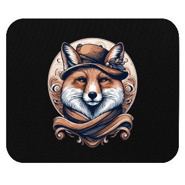 Discover gentle fox with hat Mouse Pads