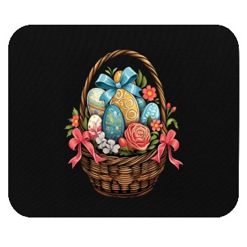 Discover Easter Day Easter Basket Colorful Eggs Flowers Mouse Pads