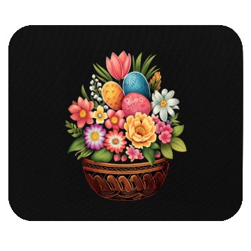 Discover Easter Day Easter Egg Basket Spring Flowers Mouse Pads