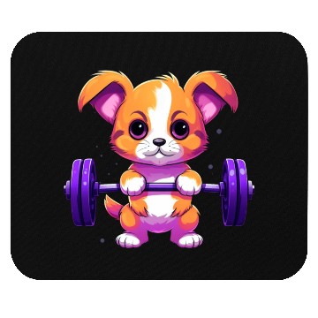 Discover Cute Puppy Lifting Gym & Fitness Mouse Pads