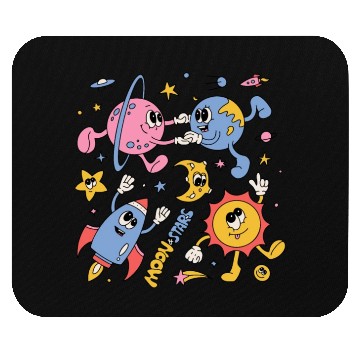 Discover Solar System Planets Moon Sun Saturn Cute Groovy Mouse Pads