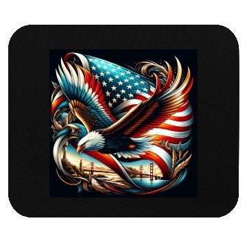 Discover Majestic Eagle & American Flag Mouse Pads Embrace
