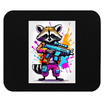 Discover Raccoon with laser gun Mouse Pads