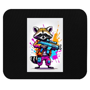 Discover Raccoon with laser gun Mouse Pads