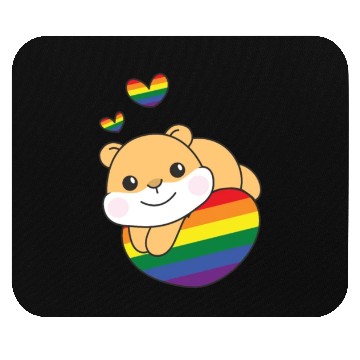 Discover Rainbow Flag Pride Lgbtq Cute Hamster Love Mouse Pads