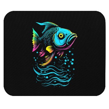 Discover Fish Vector Art Neon Glow Mouse Pads