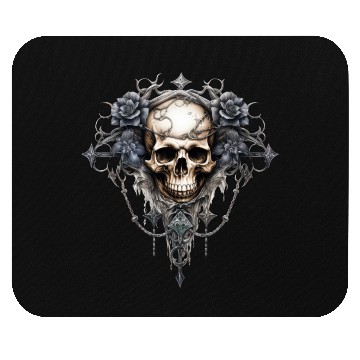 Discover Gothic Art Print with Skull and Roses Mouse Pads