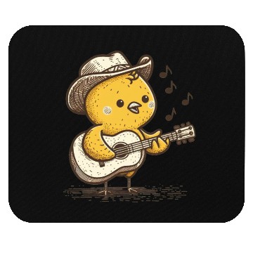 Discover Cute Cowboy Baby Chick Playing Guitar Mouse Pads