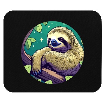 Discover Sleeping Sloth Illustration Mouse Pads