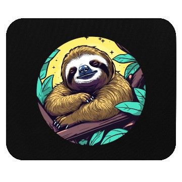 Discover Sleeping Sloth Illustration Mouse Pads