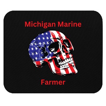 Discover MichiganMarineFarmer with patriotic skull Mouse Pads