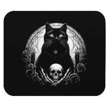 Discover Scary Horror Black Cat Mouse Pads