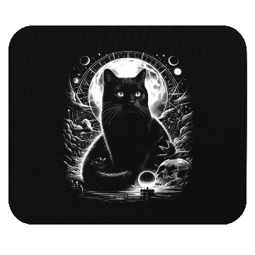 Discover Scary Horror Black Cat Mouse Pads