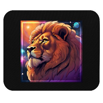 Discover The Majestic Lion with a Cosmic Touch Mouse Pads