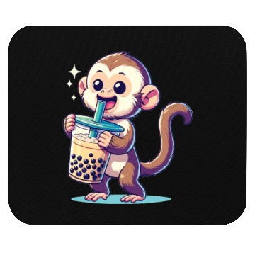 Discover Kawaii Bubble Tea Boba Cappuccino Monkey Mouse Pads