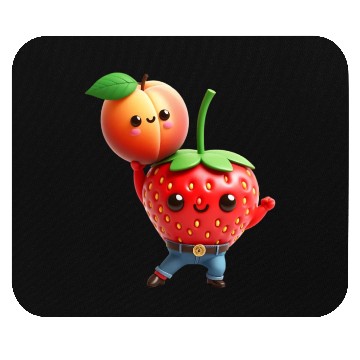 Discover Dancing strawberry with peach Mouse Pads