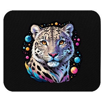 Discover Cosmic Leopard Portrait in Space Mouse Pads