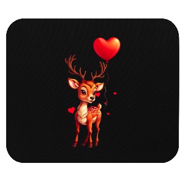 Discover Adorable deer with heart shaped balloon. Mouse Pads