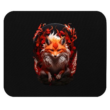 Discover Nine tailed fox in glowing red fire Mouse Pads