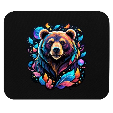 Discover Mystical Galaxy Bear - Celestial Wilderness Art Mouse Pads