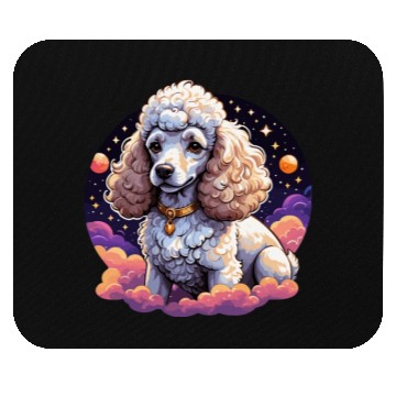 Discover Celestial Poodle in Space Illustration Mouse Pads