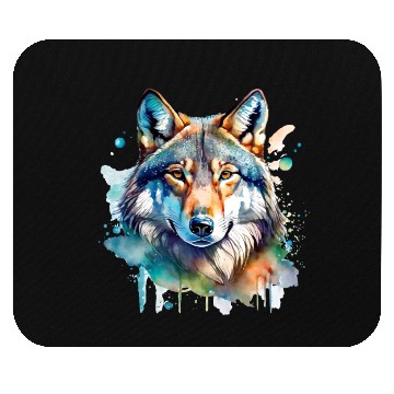 Discover Watercolor Wolf Portrait Mouse Pads