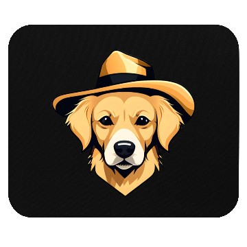 Discover Golden Retriever with Safari Hat Mouse Pads