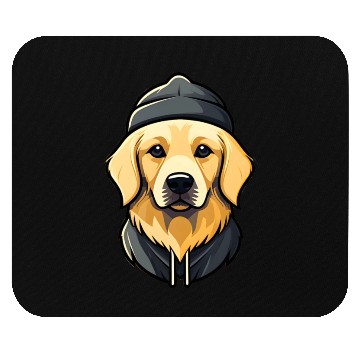 Discover Golden Retriever with cap Mouse Pads