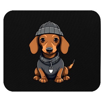 Discover Cute dachshund with hat and Mouse Pads