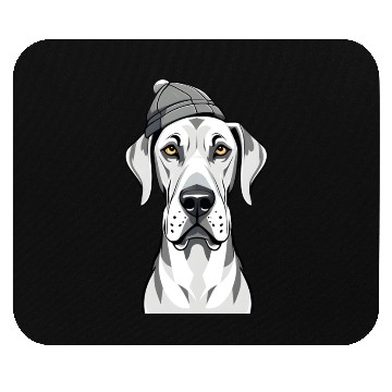 Discover Funny Great Dane with cap Mouse Pads