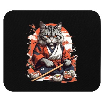 Discover Cat Samurai Sushi Mouse Pads