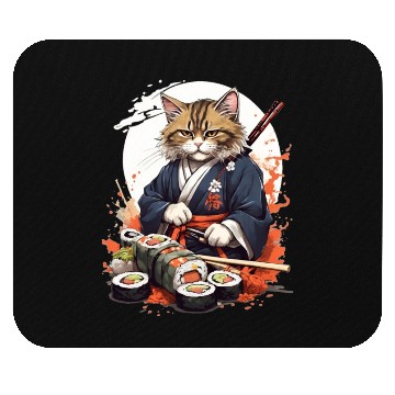 Discover Cat Samurai Sushi Mouse Pads