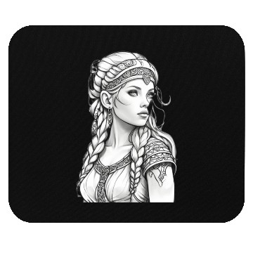 Discover Viking female hairstyles grayscale Mouse Pads