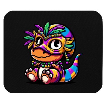 Discover Mardi Gras Dino T-Rex: Carnival Mask and Beads Mouse Pads